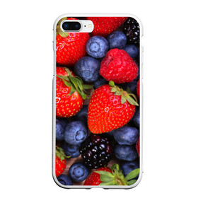 Чехол для iPhone 7Plus/8 Plus матовый с принтом Berries в Курске, Силикон | Область печати: задняя сторона чехла, без боковых панелей | strawberry | vegan | vegetarian | веган | вегетарианство | земляника | йога | клубника | фитнес | черника | ягода
