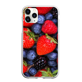 Чехол для iPhone 11 Pro Max матовый с принтом Berries в Курске, Силикон |  | strawberry | vegan | vegetarian | веган | вегетарианство | земляника | йога | клубника | фитнес | черника | ягода