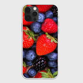 Чехол для iPhone 12 Pro Max с принтом Berries в Курске, Силикон |  | Тематика изображения на принте: strawberry | vegan | vegetarian | веган | вегетарианство | земляника | йога | клубника | фитнес | черника | ягода