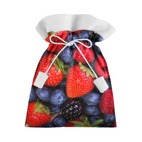 Подарочный 3D мешок с принтом Berries в Курске, 100% полиэстер | Размер: 29*39 см | Тематика изображения на принте: strawberry | vegan | vegetarian | веган | вегетарианство | земляника | йога | клубника | фитнес | черника | ягода
