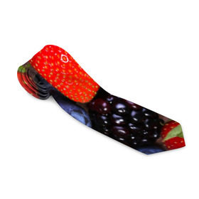 Галстук 3D с принтом Berries в Курске, 100% полиэстер | Длина 148 см; Плотность 150-180 г/м2 | strawberry | vegan | vegetarian | веган | вегетарианство | земляника | йога | клубника | фитнес | черника | ягода