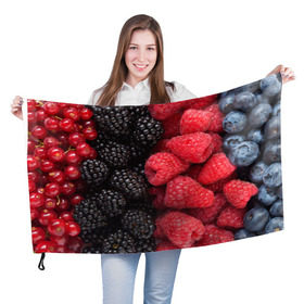 Флаг 3D с принтом Ягодная в Курске, 100% полиэстер | плотность ткани — 95 г/м2, размер — 67 х 109 см. Принт наносится с одной стороны | strawberry | vegan | vegetarian | будизм | веган | вегетарианство | земляника | йога | клубника | клюква | фитнес | черника | ягода