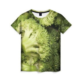 Женская футболка 3D с принтом Брокколи в Курске, 100% полиэфир ( синтетическое хлопкоподобное полотно) | прямой крой, круглый вырез горловины, длина до линии бедер | vegan | vegetarian | брокколи | будизм | веган | вегетарианство | йога | сыроедение | фитнес