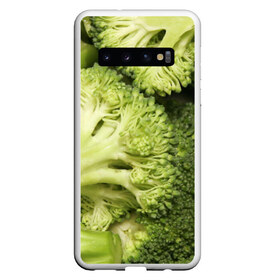Чехол для Samsung Galaxy S10 с принтом Брокколи в Курске, Силикон | Область печати: задняя сторона чехла, без боковых панелей | Тематика изображения на принте: vegan | vegetarian | брокколи | будизм | веган | вегетарианство | йога | сыроедение | фитнес
