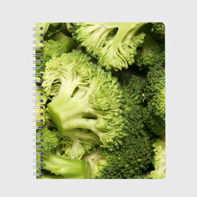 Тетрадь с принтом Брокколи в Курске, 100% бумага | 48 листов, плотность листов — 60 г/м2, плотность картонной обложки — 250 г/м2. Листы скреплены сбоку удобной пружинной спиралью. Уголки страниц и обложки скругленные. Цвет линий — светло-серый
 | Тематика изображения на принте: vegan | vegetarian | брокколи | будизм | веган | вегетарианство | йога | сыроедение | фитнес