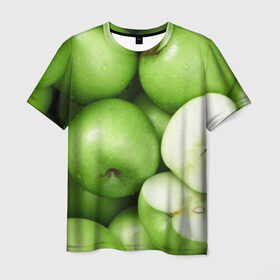 Мужская футболка 3D с принтом Яблочная в Курске, 100% полиэфир | прямой крой, круглый вырез горловины, длина до линии бедер | вегетарианство | яблоко