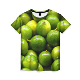 Женская футболка 3D с принтом Лаймовая в Курске, 100% полиэфир ( синтетическое хлопкоподобное полотно) | прямой крой, круглый вырез горловины, длина до линии бедер | vegan | vegetarian | будизм | веган | вегетарианство | йога | лайм | сыроедение | фитнес