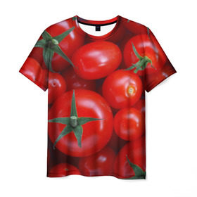 Мужская футболка 3D с принтом Томатная в Курске, 100% полиэфир | прямой крой, круглый вырез горловины, длина до линии бедер | tomato | vegan | vegetarian | будизм | веган | вегетарианство | йога | помидор | сыроедение | томат | фитнес | ягода