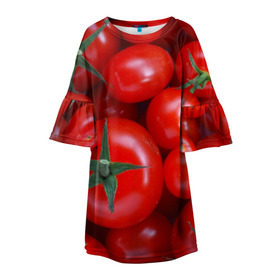Детское платье 3D с принтом Томатная в Курске, 100% полиэстер | прямой силуэт, чуть расширенный к низу. Круглая горловина, на рукавах — воланы | tomato | vegan | vegetarian | будизм | веган | вегетарианство | йога | помидор | сыроедение | томат | фитнес | ягода