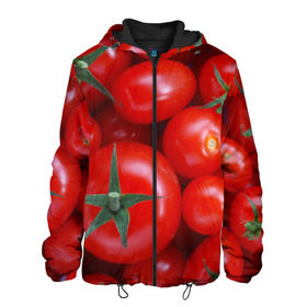 Мужская куртка 3D с принтом Томатная в Курске, ткань верха — 100% полиэстер, подклад — флис | прямой крой, подол и капюшон оформлены резинкой с фиксаторами, два кармана без застежек по бокам, один большой потайной карман на груди. Карман на груди застегивается на липучку | tomato | vegan | vegetarian | будизм | веган | вегетарианство | йога | помидор | сыроедение | томат | фитнес | ягода