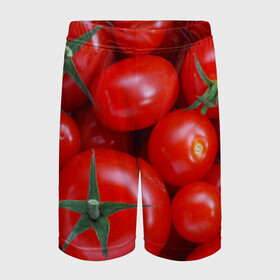 Детские спортивные шорты 3D с принтом Томатная в Курске,  100% полиэстер
 | пояс оформлен широкой мягкой резинкой, ткань тянется
 | tomato | vegan | vegetarian | будизм | веган | вегетарианство | йога | помидор | сыроедение | томат | фитнес | ягода