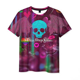 Мужская футболка 3D с принтом Three Days Grace 4 в Курске, 100% полиэфир | прямой крой, круглый вырез горловины, длина до линии бедер | three days grace