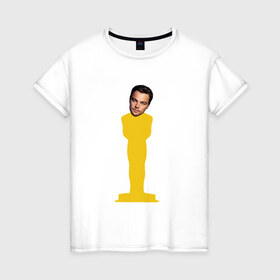 Женская футболка хлопок с принтом Oscar Dicaprio в Курске, 100% хлопок | прямой крой, круглый вырез горловины, длина до линии бедер, слегка спущенное плечо | dicaprio | leo | oscar | дикаприо | леонардо | оскар