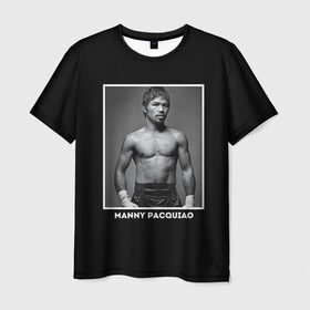 Мужская футболка 3D с принтом Мэнни Пакьяо чб в Курске, 100% полиэфир | прямой крой, круглый вырез горловины, длина до линии бедер | boxing | бокс | боксер | мэнни | мэнни пакьяо | пакьяо | спорт | чемпион мира