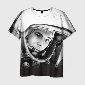 Мужская футболка 3D с принтом Гагарин 1 в Курске, 100% полиэфир | прямой крой, круглый вырез горловины, длина до линии бедер | гагарин | космос | космос наш | поехали | ретро | ссср | юрий гагарин