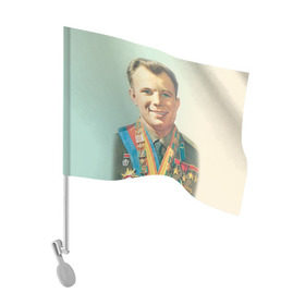 Флаг для автомобиля с принтом Гагарин 2 в Курске, 100% полиэстер | Размер: 30*21 см | Тематика изображения на принте: гагарин | космос | космос наш | поехали | ретро | ссср | юрий гагарин