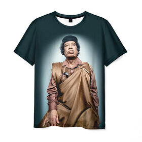 Мужская футболка 3D с принтом Каддафи 1 в Курске, 100% полиэфир | прямой крой, круглый вырез горловины, длина до линии бедер | каддафи | муаммар каддафи | революция