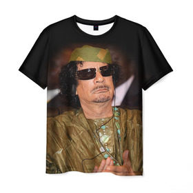 Мужская футболка 3D с принтом Каддафи 3 в Курске, 100% полиэфир | прямой крой, круглый вырез горловины, длина до линии бедер | каддафи | муаммар каддафи | революция