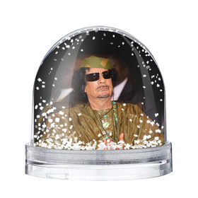 Снежный шар с принтом Каддафи 3 в Курске, Пластик | Изображение внутри шара печатается на глянцевой фотобумаге с двух сторон | каддафи | муаммар каддафи | революция