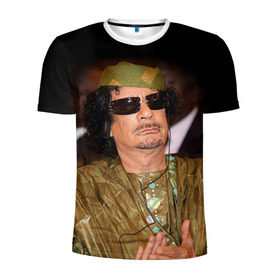 Мужская футболка 3D спортивная с принтом Каддафи 3 в Курске, 100% полиэстер с улучшенными характеристиками | приталенный силуэт, круглая горловина, широкие плечи, сужается к линии бедра | каддафи | муаммар каддафи | революция