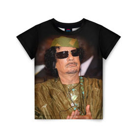 Детская футболка 3D с принтом Каддафи 3 в Курске, 100% гипоаллергенный полиэфир | прямой крой, круглый вырез горловины, длина до линии бедер, чуть спущенное плечо, ткань немного тянется | каддафи | муаммар каддафи | революция