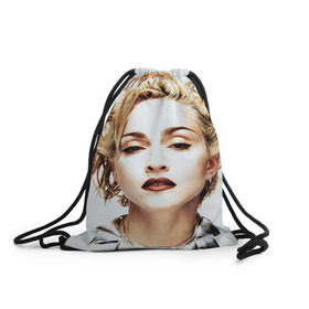Рюкзак-мешок 3D с принтом Мадонна 3 в Курске, 100% полиэстер | плотность ткани — 200 г/м2, размер — 35 х 45 см; лямки — толстые шнурки, застежка на шнуровке, без карманов и подкладки | madonna | мадонна | музыка