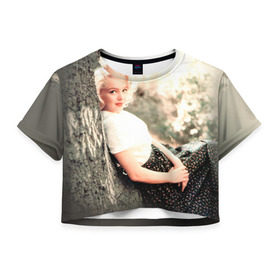 Женская футболка 3D укороченная с принтом Мерлин Монро 1 в Курске, 100% полиэстер | круглая горловина, длина футболки до линии талии, рукава с отворотами | marilyn monroe | кино | мерлин монро | мэрилин монро | норма джин бейкер | ретро