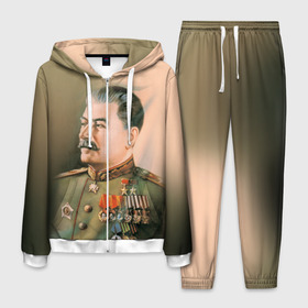 Мужской костюм 3D с принтом Сталин 1 в Курске, 100% полиэстер | Манжеты и пояс оформлены тканевой резинкой, двухслойный капюшон со шнурком для регулировки, карманы спереди | Тематика изображения на принте: знаменитости | иосиф сталин | ретро | ссср