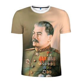 Мужская футболка 3D спортивная с принтом Сталин 1 в Курске, 100% полиэстер с улучшенными характеристиками | приталенный силуэт, круглая горловина, широкие плечи, сужается к линии бедра | знаменитости | иосиф сталин | ретро | ссср