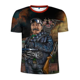 Мужская футболка 3D спортивная с принтом Сталин 3 в Курске, 100% полиэстер с улучшенными характеристиками | приталенный силуэт, круглая горловина, широкие плечи, сужается к линии бедра | знаменитости | иосиф сталин | ретро | ссср