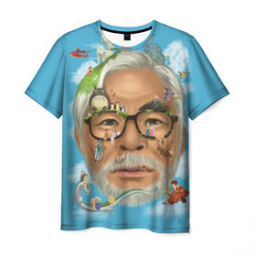 Мужская футболка 3D с принтом Хаяо Миядзаки в Курске, 100% полиэфир | прямой крой, круглый вырез горловины, длина до линии бедер | Тематика изображения на принте: hayao miyazaki | поньо | тоторо | унесенные