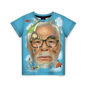 Детская футболка 3D с принтом Хаяо Миядзаки в Курске, 100% гипоаллергенный полиэфир | прямой крой, круглый вырез горловины, длина до линии бедер, чуть спущенное плечо, ткань немного тянется | hayao miyazaki | поньо | тоторо | унесенные