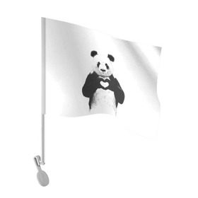 Флаг для автомобиля с принтом Панда Love в Курске, 100% полиэстер | Размер: 30*21 см | панда