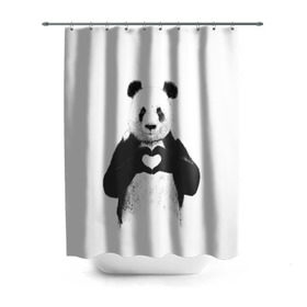 Штора 3D для ванной с принтом Панда Love в Курске, 100% полиэстер | плотность материала — 100 г/м2. Стандартный размер — 146 см х 180 см. По верхнему краю — пластиковые люверсы для креплений. В комплекте 10 пластиковых колец | панда