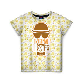 Детская футболка 3D с принтом Original Hipster в Курске, 100% гипоаллергенный полиэфир | прямой крой, круглый вырез горловины, длина до линии бедер, чуть спущенное плечо, ткань немного тянется | Тематика изображения на принте: hipster | усы