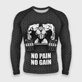 Мужской рашгард 3D с принтом No pain no gain 2 в Курске,  |  | bodybuilding | no pain no gain | train hard | бодибилдинг | качалка | пауэрлифинг | тренажерный | фитнес