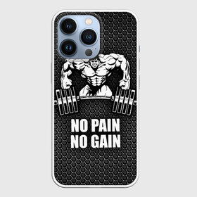 Чехол для iPhone 13 Pro с принтом No pain no gain 2 в Курске,  |  | bodybuilding | no pain no gain | train hard | бодибилдинг | качалка | пауэрлифинг | тренажерный | фитнес