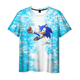 Мужская футболка 3D с принтом Sonic в Курске, 100% полиэфир | прямой крой, круглый вырез горловины, длина до линии бедер | sonic | еж | игра | соник