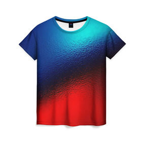 Женская футболка 3D с принтом Цветовой переход красный в Курске, 100% полиэфир ( синтетическое хлопкоподобное полотно) | прямой крой, круглый вырез горловины, длина до линии бедер | цветовой переход