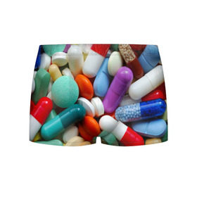 Мужские трусы 3D с принтом Pills в Курске, 50% хлопок, 50% полиэстер | классическая посадка, на поясе мягкая тканевая резинка | пилюли | флу