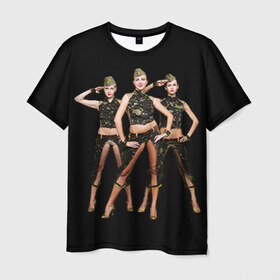 Мужская футболка 3D с принтом Девушки в форме в Курске, 100% полиэфир | прямой крой, круглый вырез горловины, длина до линии бедер | Тематика изображения на принте: армия | вооруженные силы россия | девушки в форме