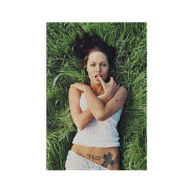 Обложка для паспорта матовая кожа с принтом Джоли Анджелина в Курске, натуральная матовая кожа | размер 19,3 х 13,7 см; прозрачные пластиковые крепления | анджелина | девушка | джоли | лежит | тату