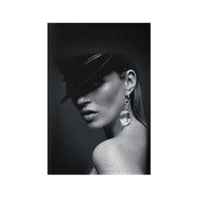Обложка для паспорта матовая кожа с принтом Девушка в шляпе в Курске, натуральная матовая кожа | размер 19,3 х 13,7 см; прозрачные пластиковые крепления | бриллиант | девушка | красивая | серьга | шляпа