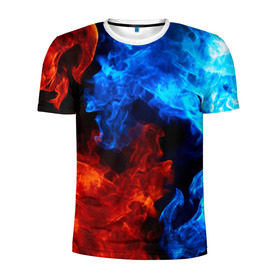 Мужская футболка 3D спортивная с принтом Битва огней в Курске, 100% полиэстер с улучшенными характеристиками | приталенный силуэт, круглая горловина, широкие плечи, сужается к линии бедра | огонь