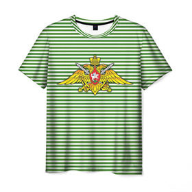 Мужская футболка 3D с принтом Погранвойска в Курске, 100% полиэфир | прямой крой, круглый вырез горловины, длина до линии бедер | армия | войска | вооруженные силы | пограничные войска | тельник | тельняшка