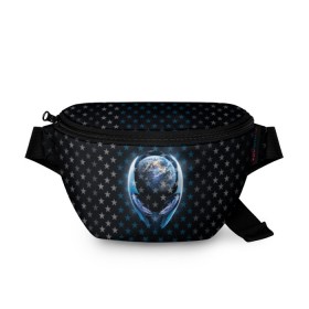 Поясная сумка 3D с принтом Alien в Курске, 100% полиэстер | плотная ткань, ремень с регулируемой длиной, внутри несколько карманов для мелочей, основное отделение и карман с обратной стороны сумки застегиваются на молнию | alien | гуманоид | звезды | инопланетянин | космос