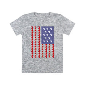 Детская футболка хлопок с принтом Triangle US в Курске, 100% хлопок | круглый вырез горловины, полуприлегающий силуэт, длина до линии бедер | Тематика изображения на принте: мода | оригинальный узор в виде флага сшасша | стиль | флаг