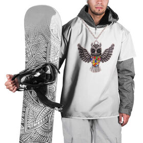 Накидка на куртку 3D с принтом Золотая сова в Курске, 100% полиэстер |  | крылья | сова