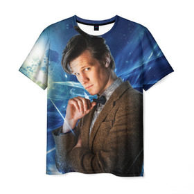 Мужская футболка 3D с принтом 11th Doctor Who в Курске, 100% полиэфир | прямой крой, круглый вырез горловины, длина до линии бедер | doctor who | matt | smith | tardis | временной поток | доктор кто | мэтт | смит | тардис