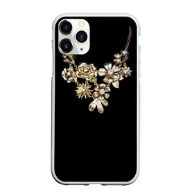 Чехол для iPhone 11 Pro Max матовый с принтом Золотое ожерелье в Курске, Силикон |  | бриллианты | драгоценность | золото | золотые | лепестки | ожерелье | роза | цветы | цепь